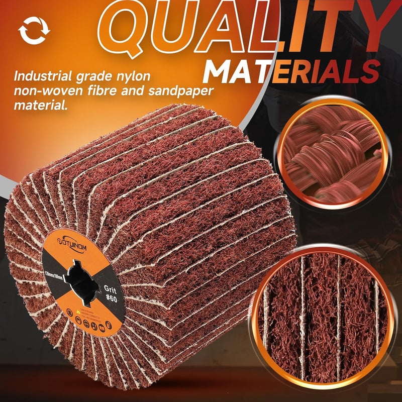 POTUINOM Non-Woven Wheel Surface Conditioning Tool, 60 Grit 120 x 100 x 19 mm Abrasive Drawing Polishing Wheel with Sandpaper for Wood Metal Burnishing Wheel 4.7"x 4" - Image 4